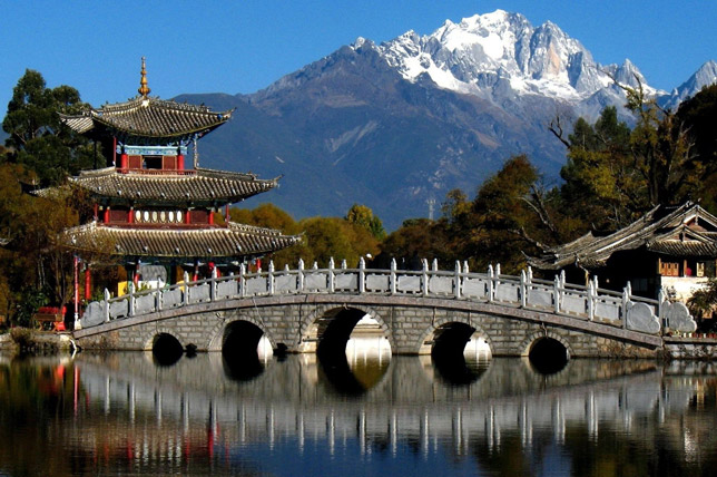 Китай, горы, река, мост